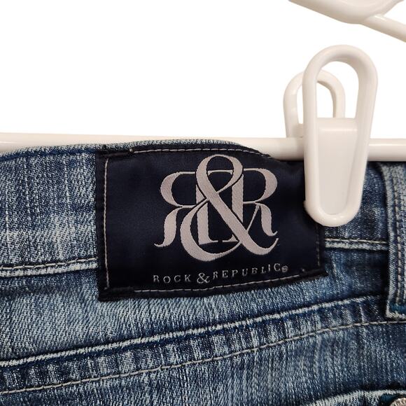 Rock & Republic Mid Rise Bootcut Jeans Raw Hem Medium Wash Denim Blue Size 29 - Picture 6 of 13